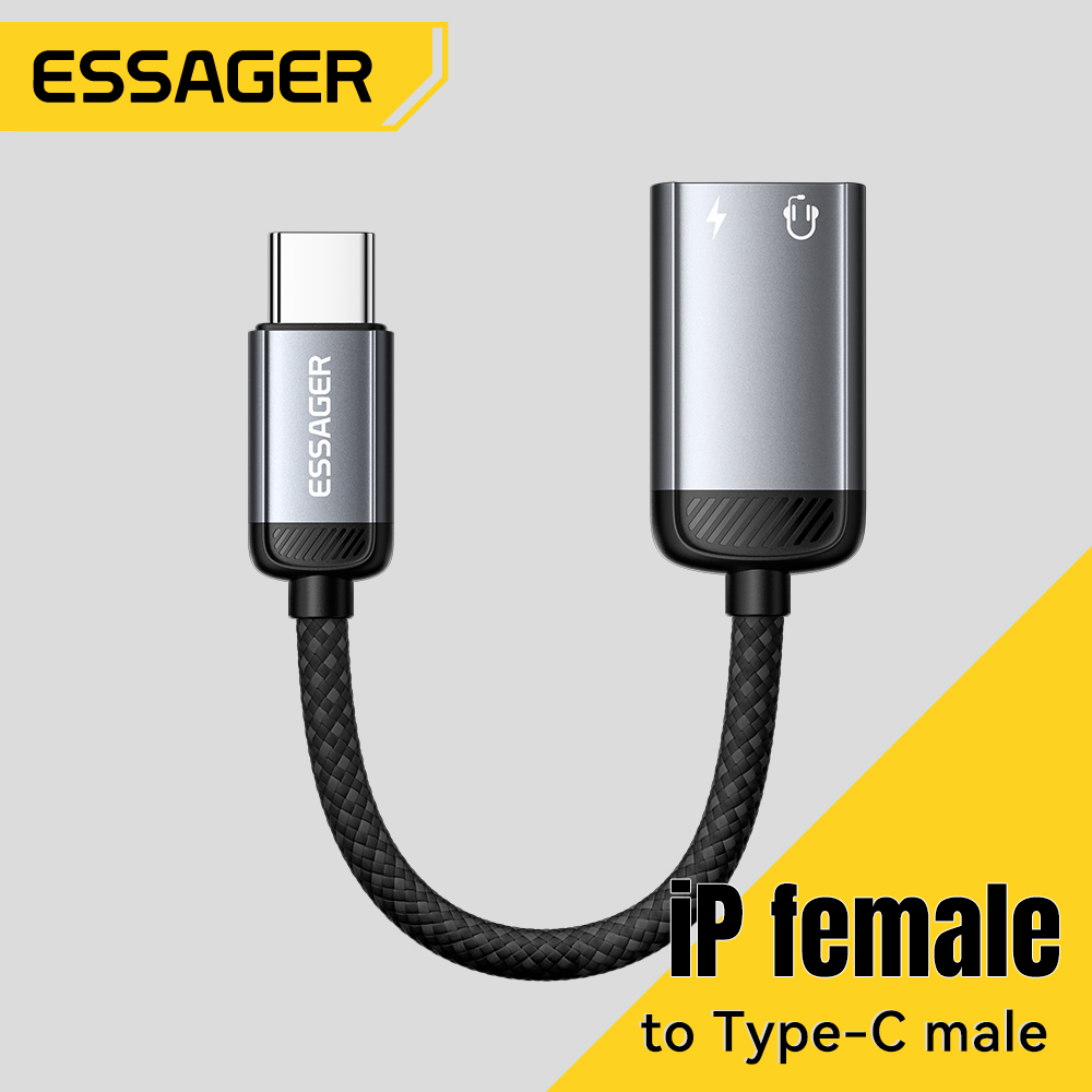 Wired Earphone Lightning - Essager Typ-C-Audio-Adapterkabel, Kopfhörer-Typ-C-Buchse auf iP-Stecker, OTG-Adapter