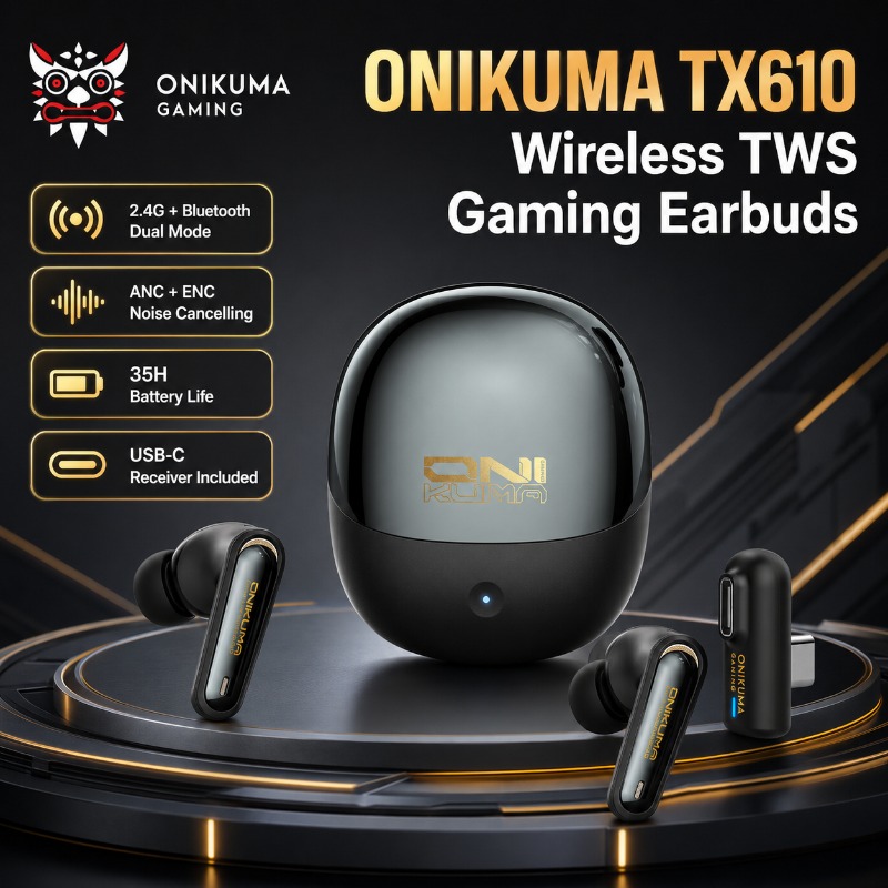 Wired Earphone Lightning - ONIKUMA TX610 Kabellose Gaming-Ohrhörer Dual-Modus 2,4GHz