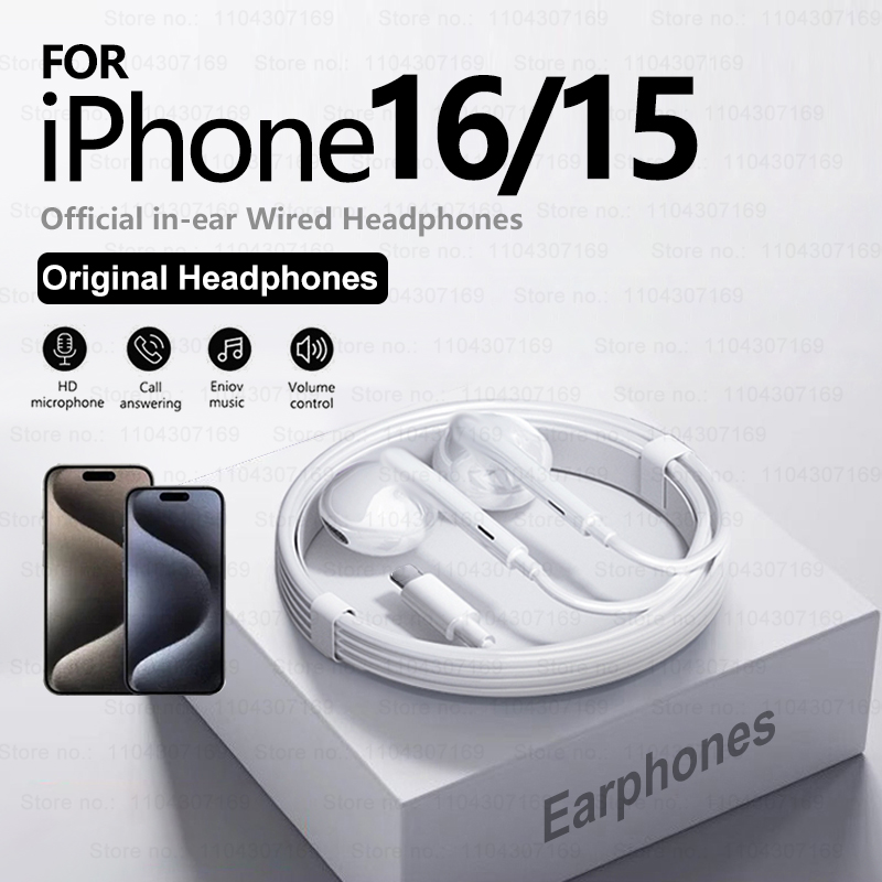 Wired Earphone Lightning - Kabelgebundene Kopfhörer für iPhone 16 Pro