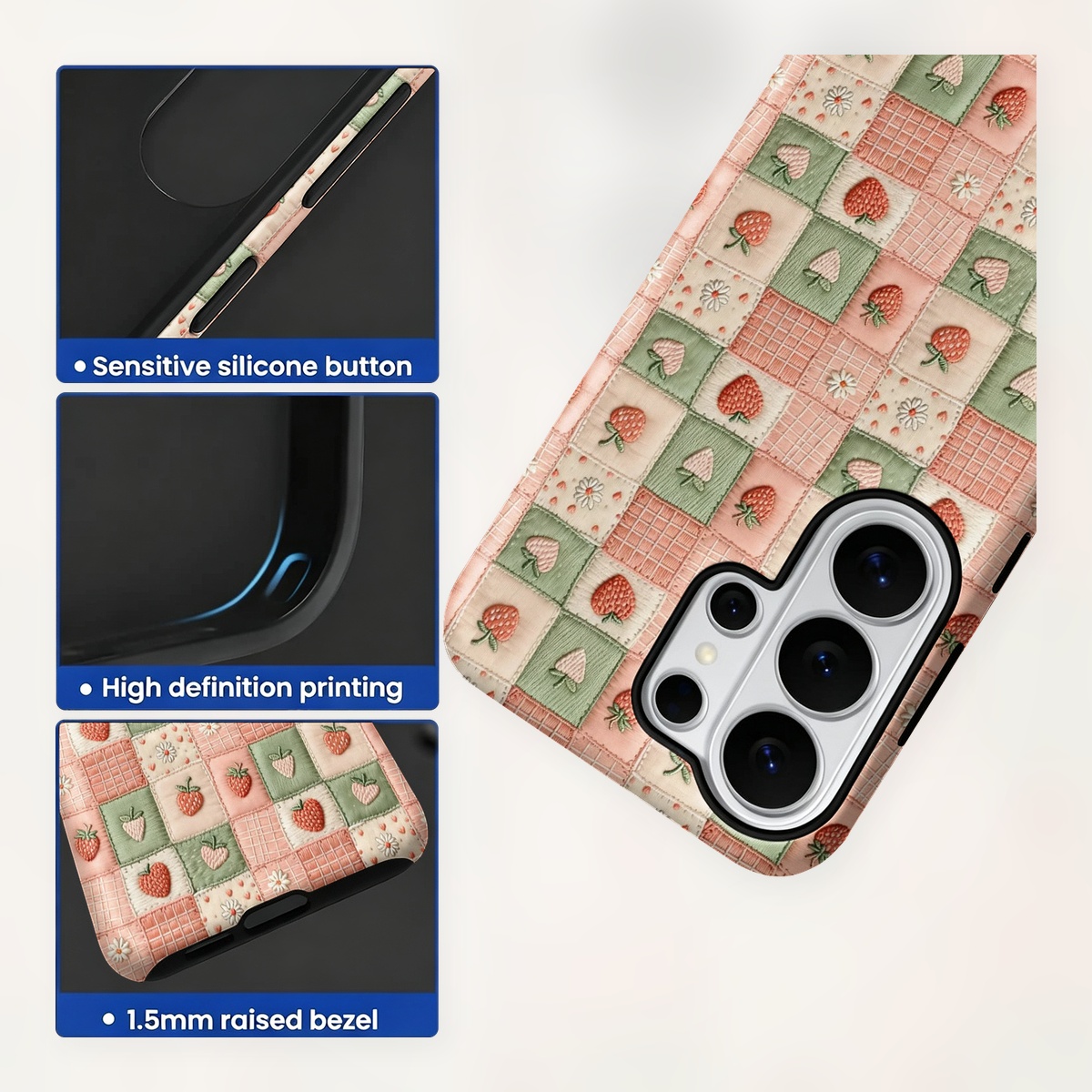 Bestickte Erdbeer-Patchwork 2- – Samsung Galaxy S24 Bewertung und Preis